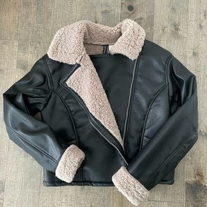 H&M Teddy Faux Leather Jacket